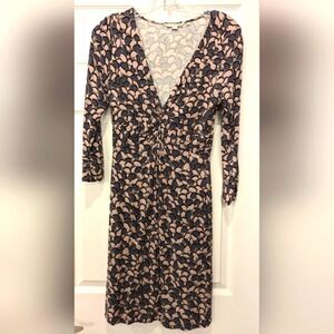Boden Jersey Twist knot gray long sleeve midi stretch Dress Womens size 10R